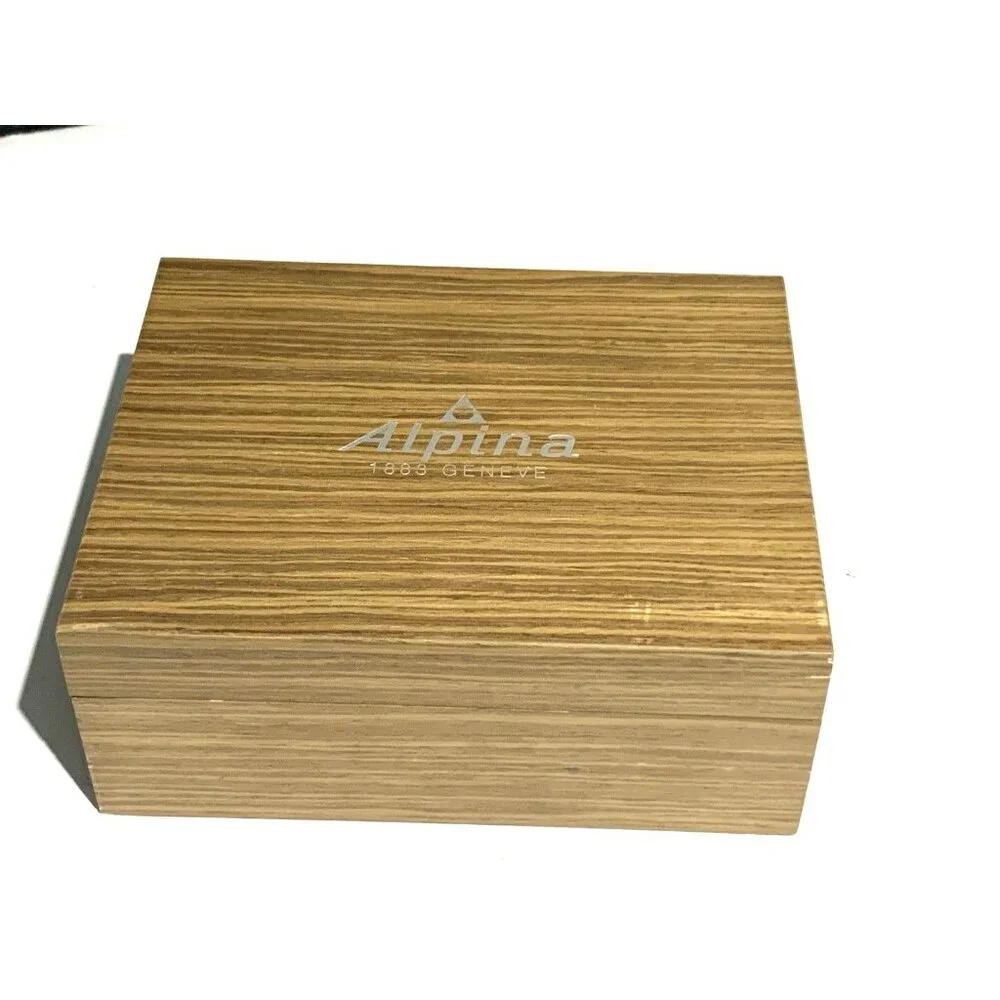 Alpina Watch Box Presentation Brown Wooden Case Startimer Pilot 99 Display Empty